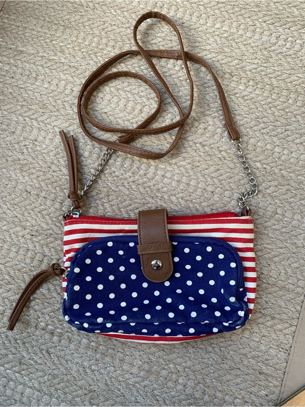 Patriotic American Crossbody Polka Dot & Stripe Bag